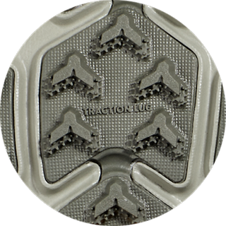 Vibram TRACTION LUG logo on a HOKA shoe outsole.