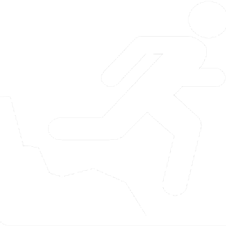 Icon of person running down a trail.