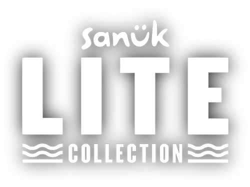 A Sanuk 'Lite Collection' logo.