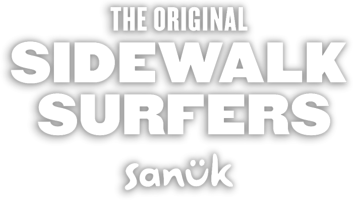 A Sanuk 'Original Sidewalk Surfers' logo.