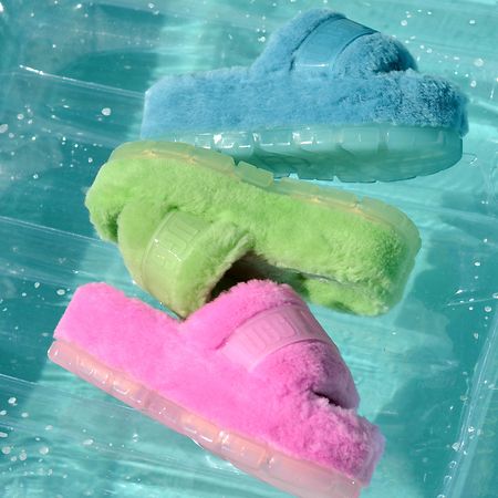 Clear water blue ugg slides new arrivals