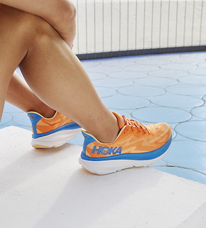 HOKA Clifton 9 features a breathable knit upper